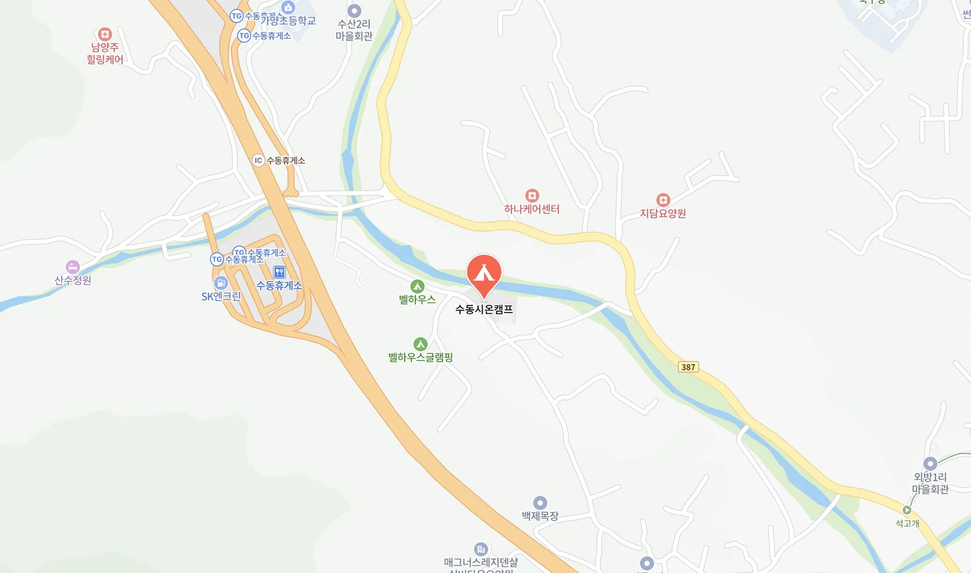 지도 — 수동IC에서 차로 5분, 경기도 남양주시 수동면 지둔로445번길 84